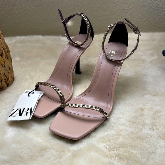 Zara Shoes - NWT Zara Chain Heels Sandals in Taupe US 8 / 39